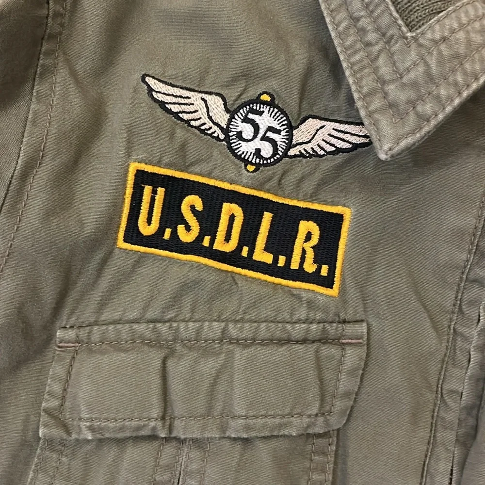 Disneyland Resort Mickey Mouse Sky‎ Leader Patch Bomber Jacket Olive Khaki Kid M